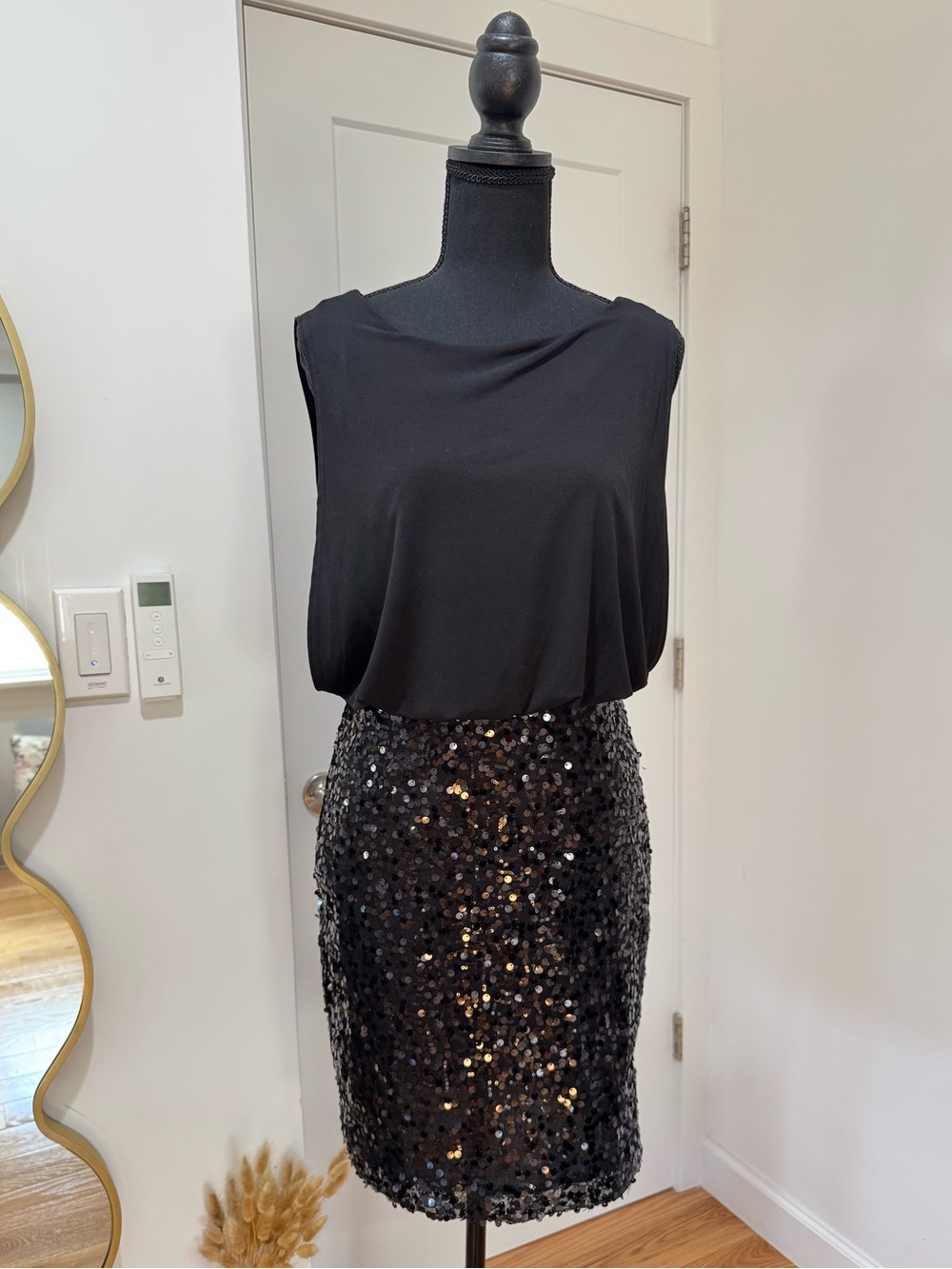 Cynthia Rowley Black Sequin Midi Dress NWT size 8